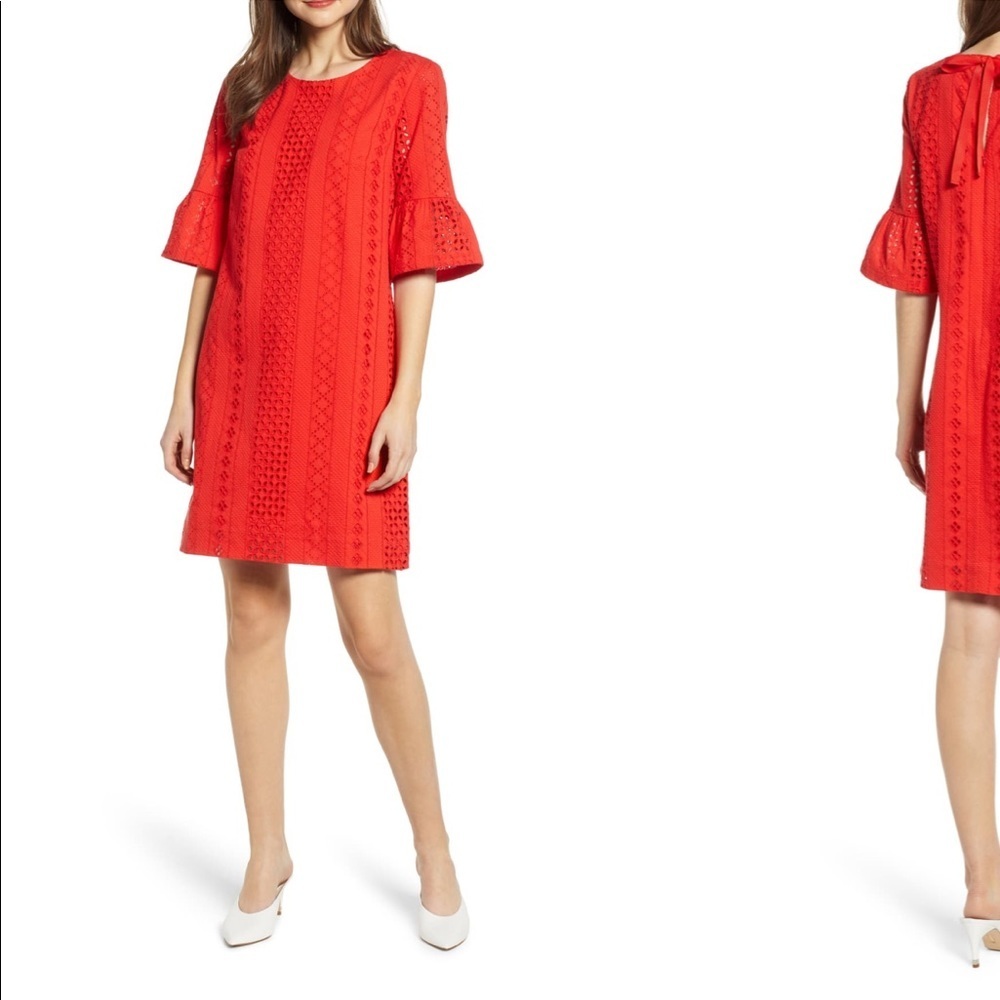 NEW • J. Crew • Flutter Sleeve Eyelet Mini Dress